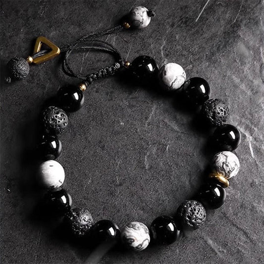 Buddha Stones Black Obsidian Gold Sheen Obsidian Strengthen Bracelet