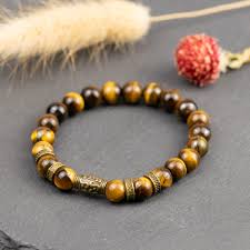Buddha Stones Chinese Zodiac Tiger Eye White Crystal Courage Bracelet