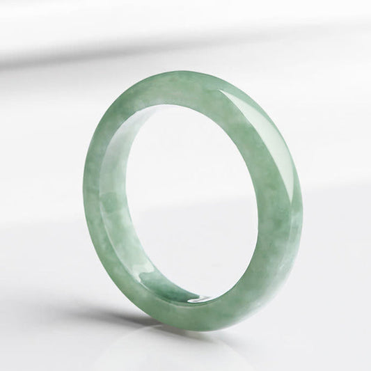Buddha Stones Natural Jade Prosperity Luck Ring