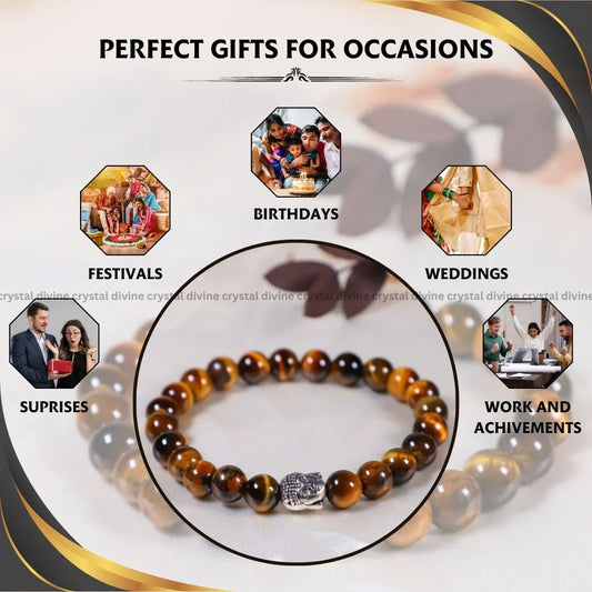 Buddha Stones Yellow Blue Tiger Eye Courage Bracelet
