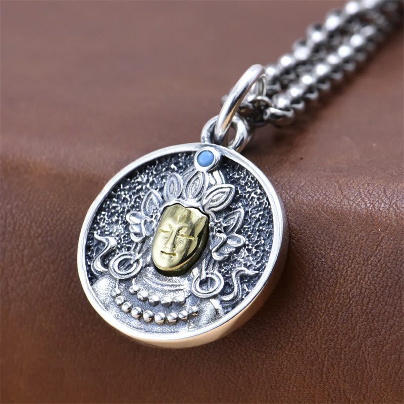 Buddha Stones 925 Sterling Silber Grüne Tara Doppel Dorje Vajra Schutz Halskette Anhänger