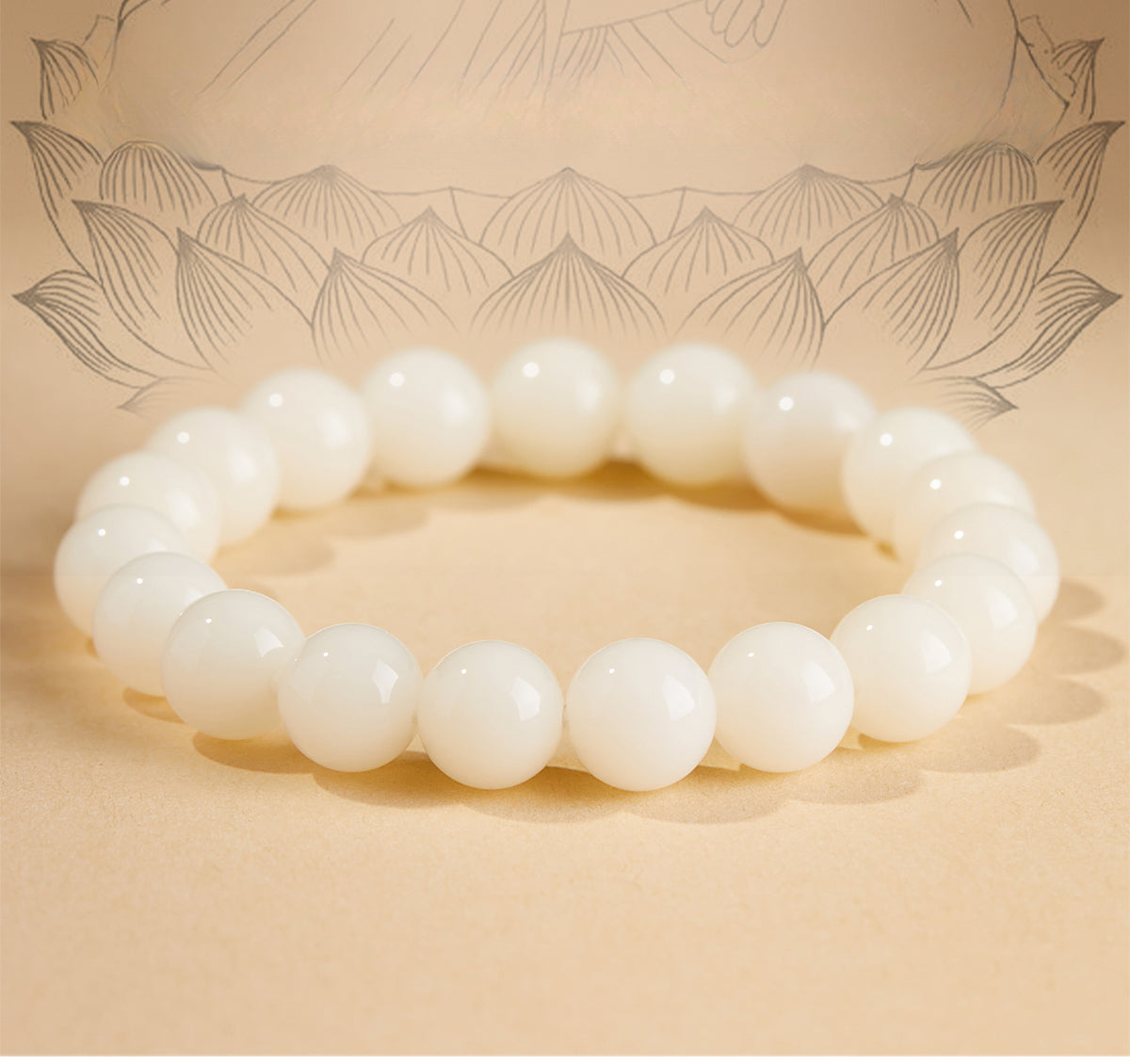 Natural White Jade Bodhi Bead Bracelet Buddhist Beads