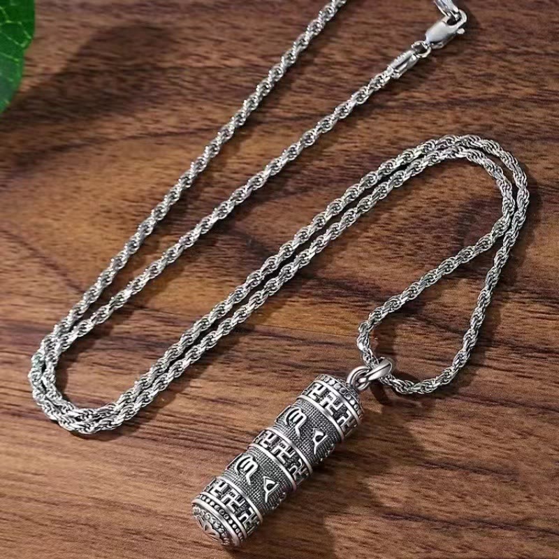 Piedras de Buda Om Mani Padme Hum esvástica cadena trenzada colgante de collar de sabiduría