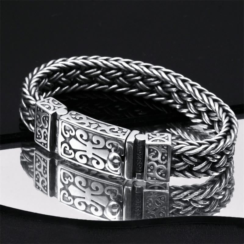 Buddha Stones Retro Vine Totem Muster Geflochtenes Heilkettenarmband