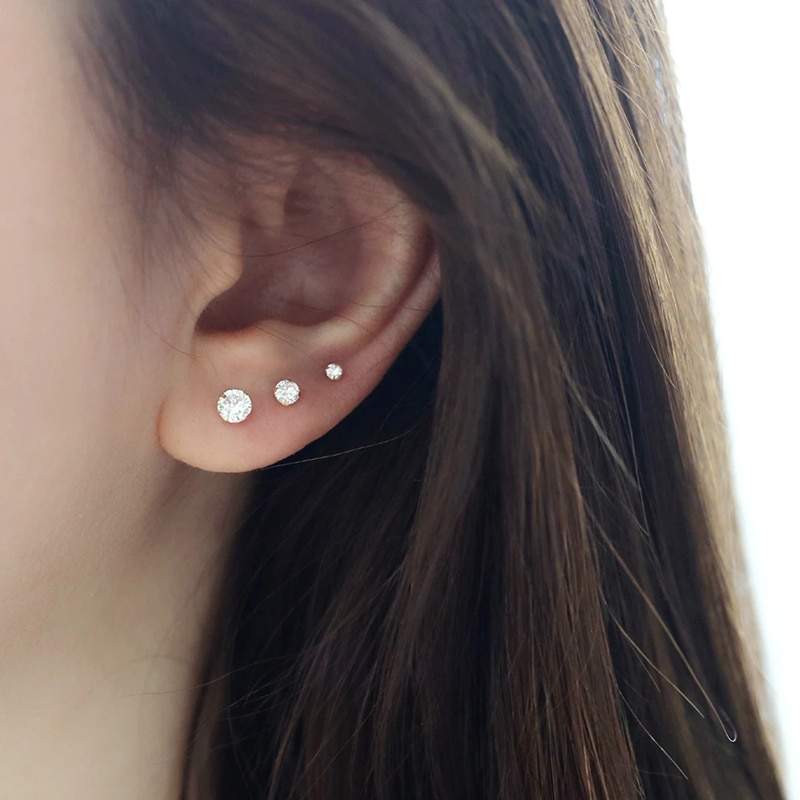 Pendientes de botón pavé S925