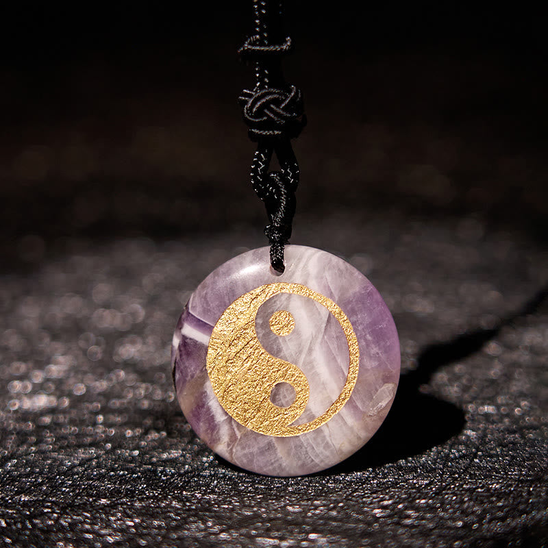 Collar con colgante espiritual Yin Yang, piedras de Buda, varios cristales, amatista, ojo de tigre, aventurina verde
