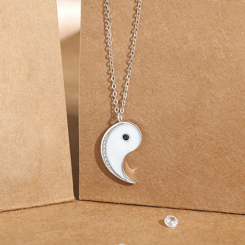 Collar con colgante de piedras de Buda en plata de ley 925 con símbolo Yin Yang y armonía