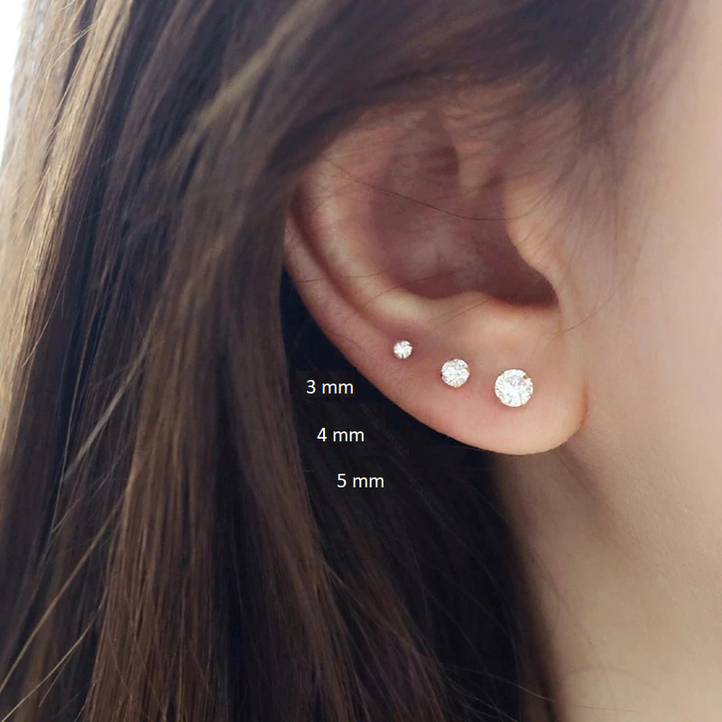 Pendientes de botón pavé S925