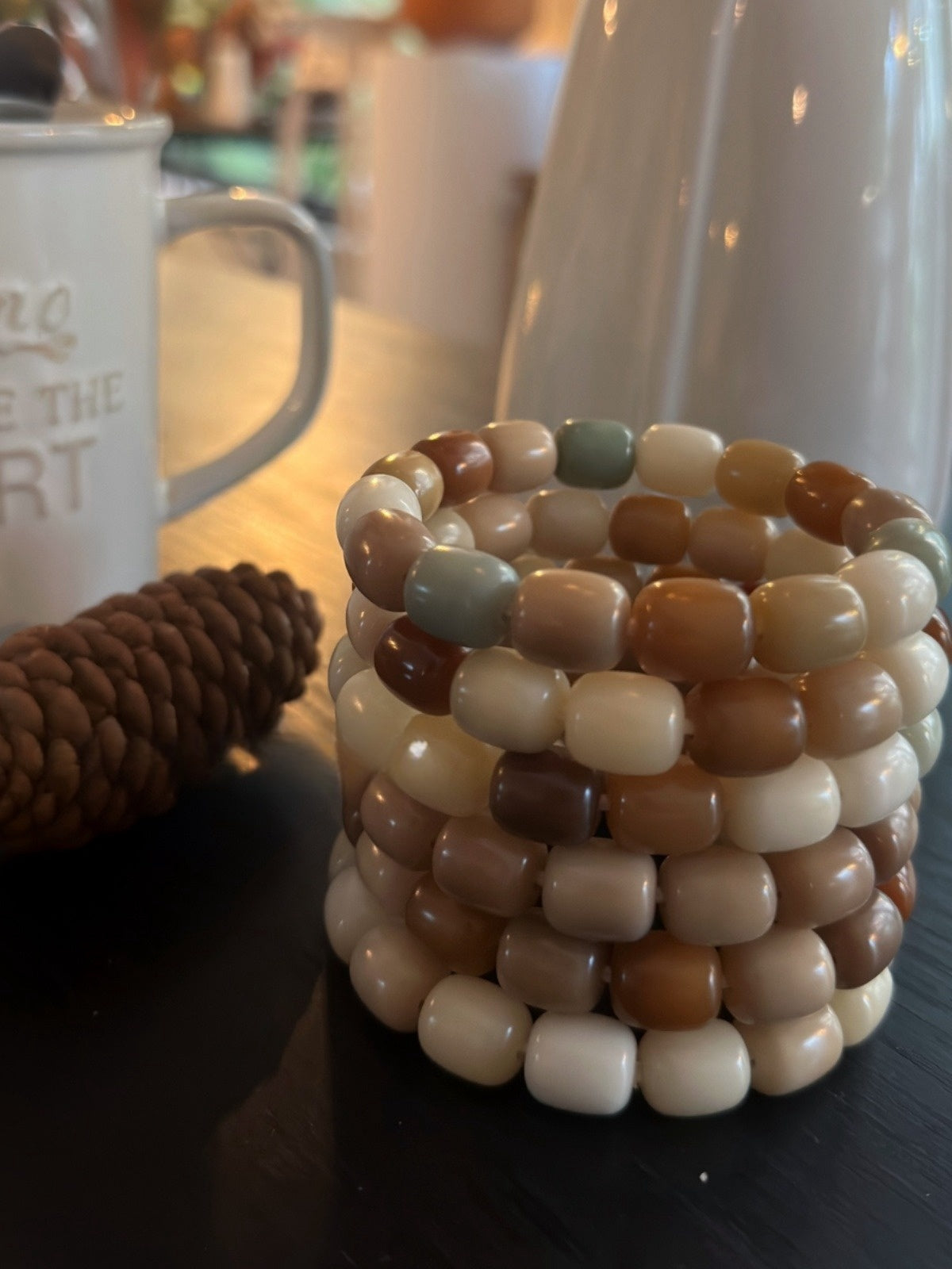 Rice Cake Milk Coffee Series Bodhi Bead Bracelet - Touch Bling