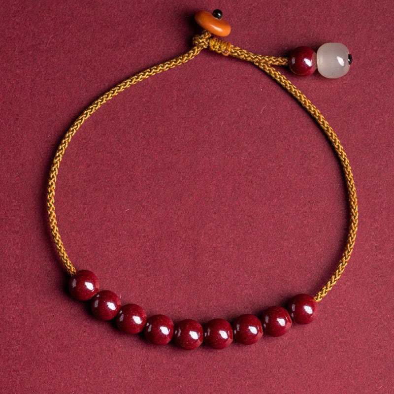 Buddha-Steine, natürliche Zinnoberperlen, Segen, handgefertigtes Armband