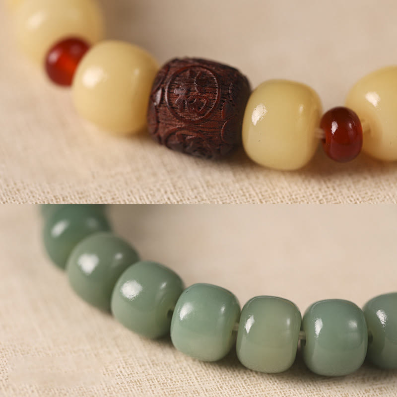 Pulsera de la paz con cuentas de Buda, semillas de Bodhi, nube auspiciosa y carácter Fu