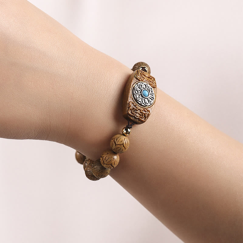 Buddha-Steine, grünes Sandelholz, Ebenholz, Sandelholz, Om Mani Padme Hum, beruhigendes Armband