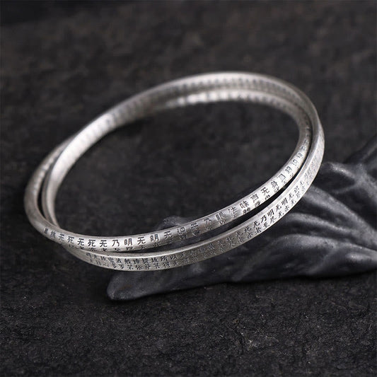 Pulsera de protección tallada con Sutra del Corazón en plata de ley 999 con piedras de Buda