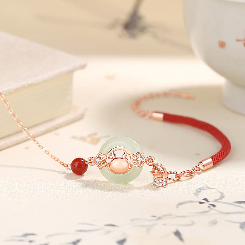 Pulsera con colgante de plata de ley 925 con piedras de Buda y jade hetiano natural del año del dragón, hebilla de paz y protección.