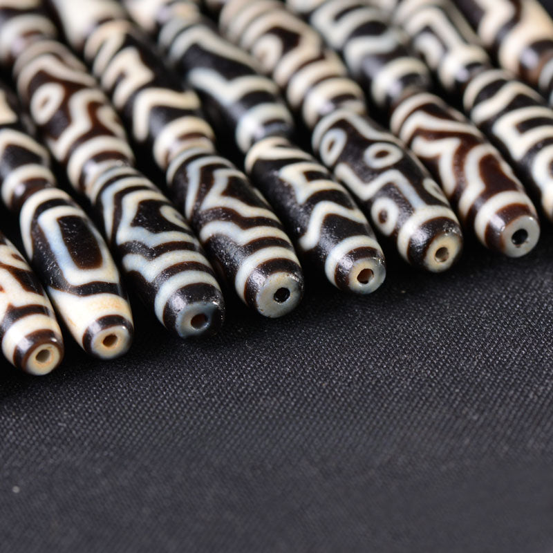 Dzi Bead Pendant Agate, Length 38mm and Width 11.5, Random Style - Touch Bling