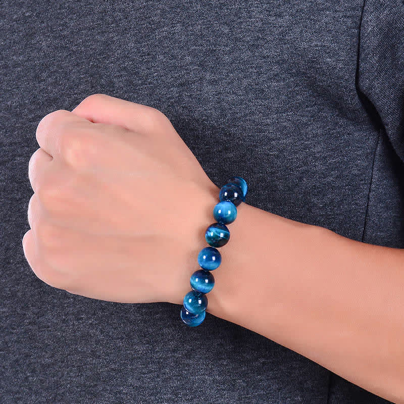 Pulsera protectora de ojo de tigre azul con piedras de Buda