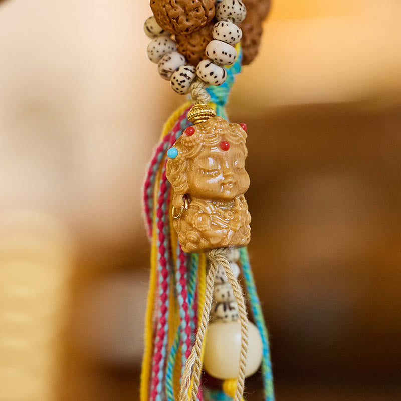 Pulsera tibetana de Rudraksha Bodhi con piedras de Buda y semillas de Bodhi.