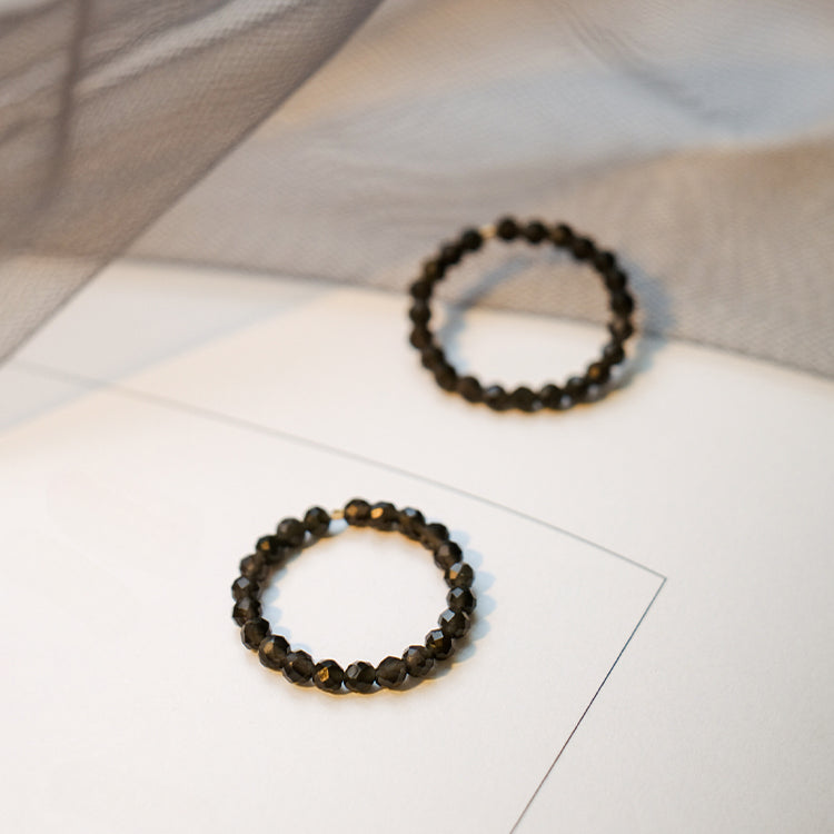 Ultra-fine 3mm Black Obsidian Ring