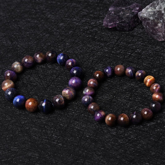Pulsera de protección y fuerza con ojo de tigre morado natural de Buddha Stones