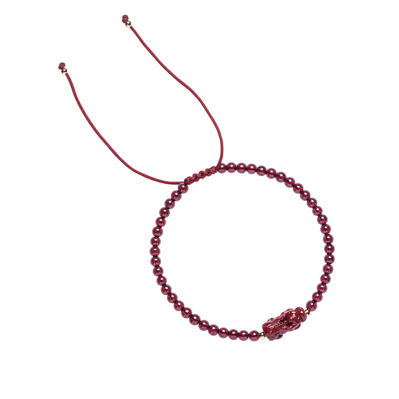 Buddha-Steine Granat Zinnober PiXiu Blessing Calm String Armband