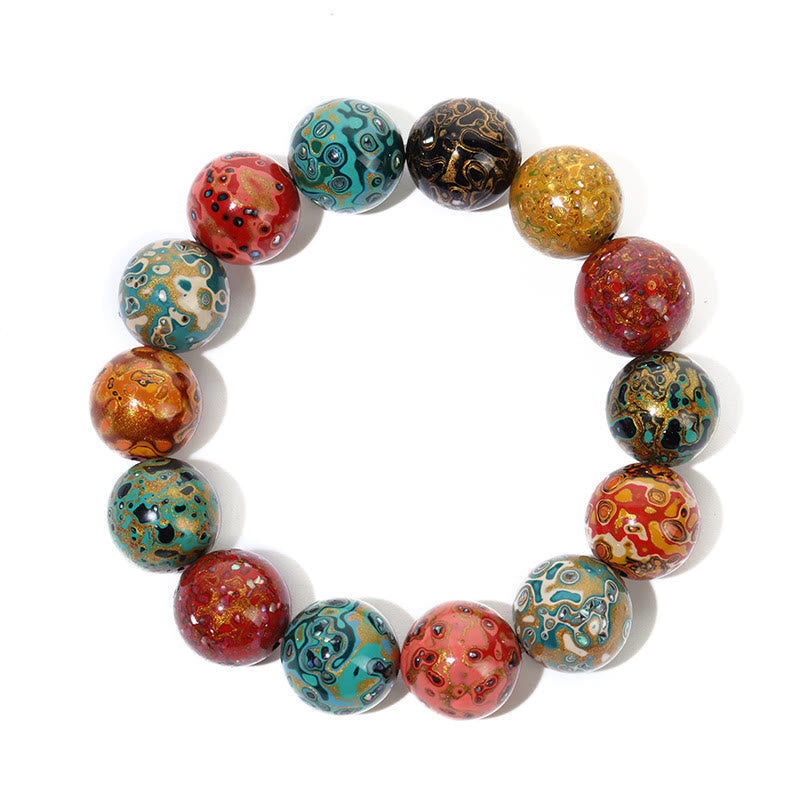 Pulsera de cuentas de laca multicolores naturales de Buda