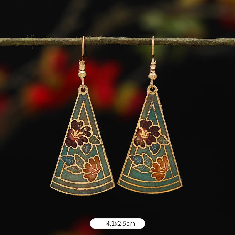 Pendientes colgantes de cobre con diseño de flor de loto y mariposa de Buda y piedras de iluminación