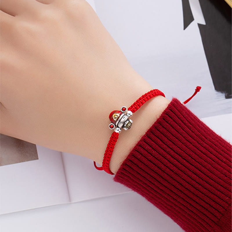 Buddha-Steine, Gott des Reichtums, handgefertigt, Faden, Glück, Stärke, geflochtenes Armband