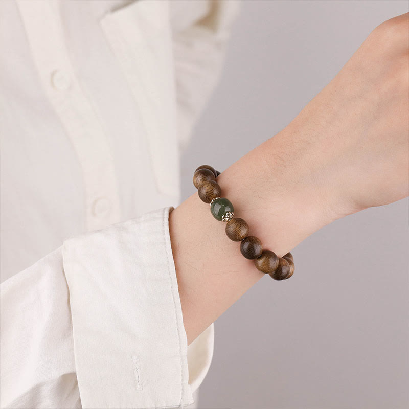 Buddha Stones Agarwood Good Luck Glazed Strength Bracelet