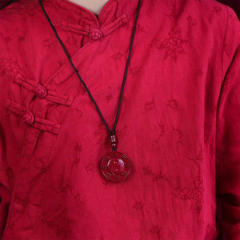 Colgante de collar con bendición Bagua Yin Yang de piedras de Buda y cinabrio