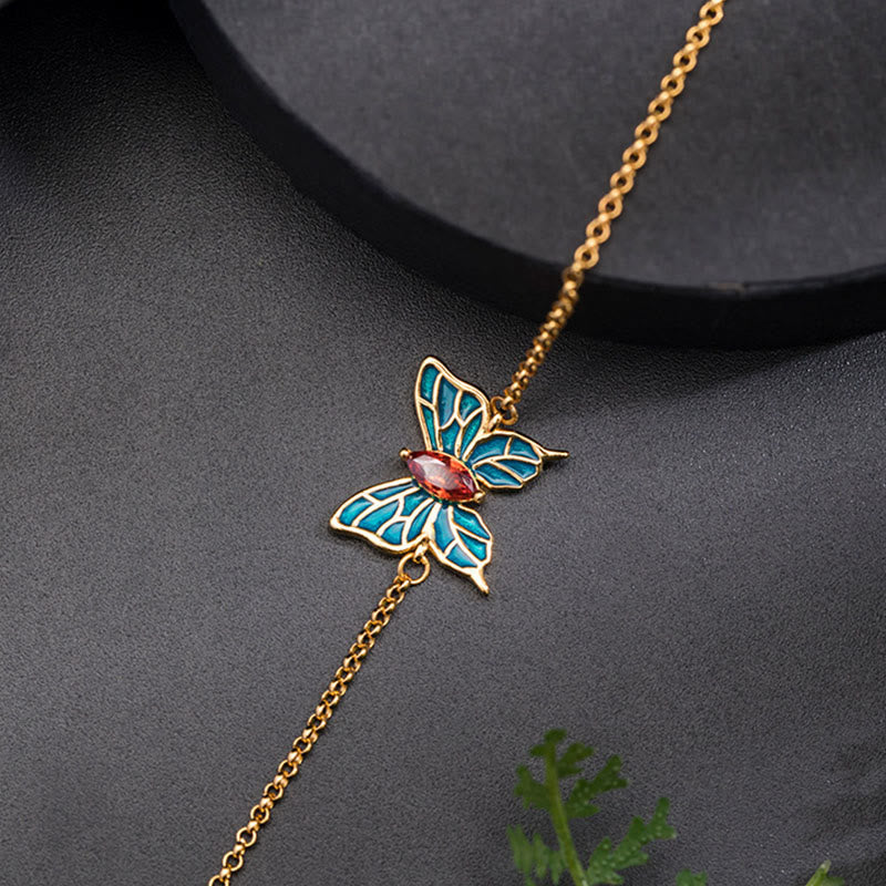 Pulsera de plata de ley 925 con circonitas y mariposas, con piedras de Buda