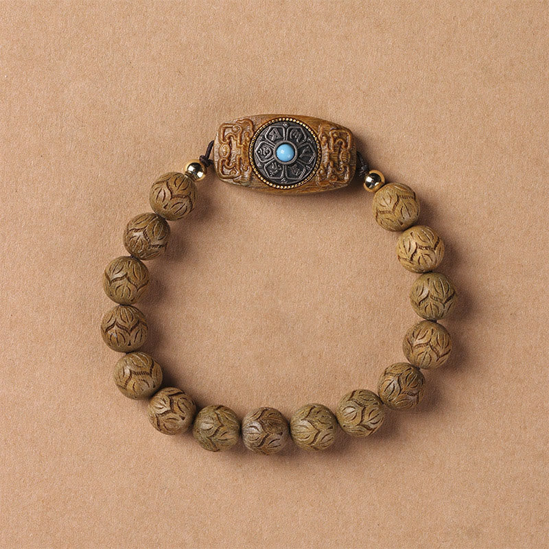 Buddha-Steine, grünes Sandelholz, Ebenholz, Sandelholz, Om Mani Padme Hum, beruhigendes Armband