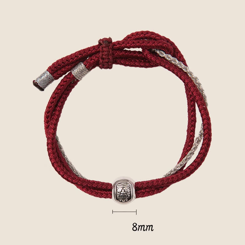 Pulsera de cuerda con piedras de Buda en plata de ley 925, con la diosa de la riqueza y la suerte del zakiram tibetano.