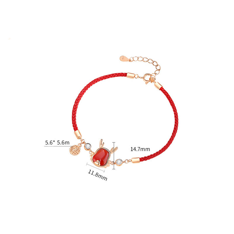 Buddha Stones 925 Sterling Silver Year of the Dragon Natural Red Agate Dragon Attract Fortune Fu Character Strength Bracelet Necklace Pendant Earrings