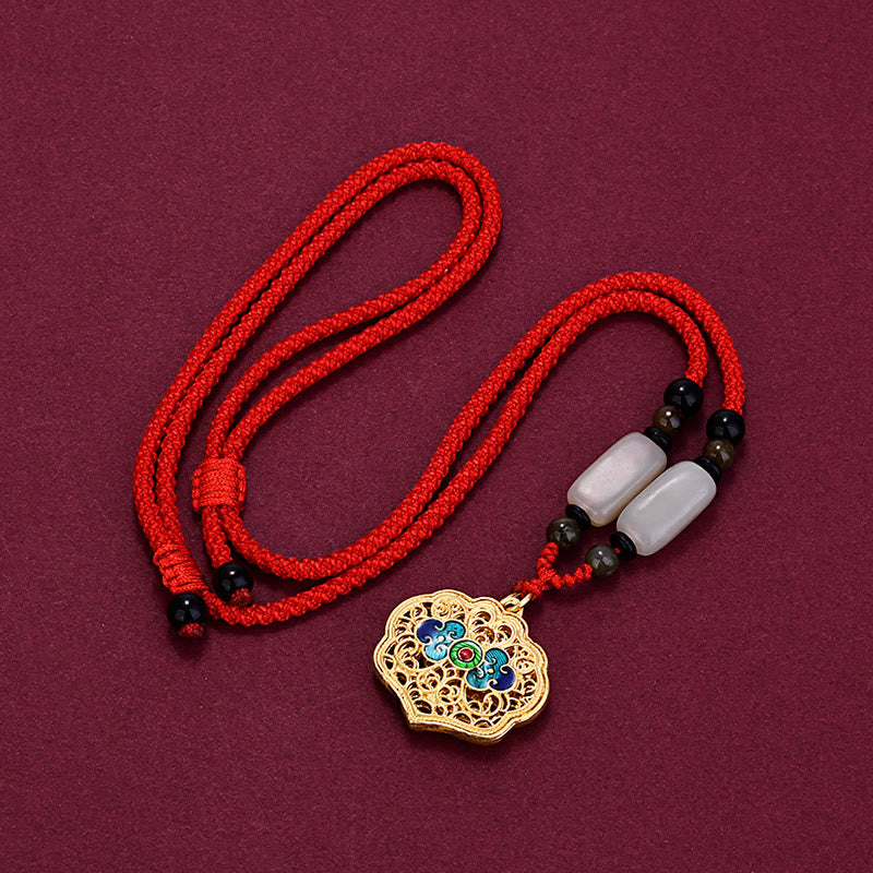 Collar con colgante de ágata y nubes auspiciosas vintage con piedras de Buda para la riqueza
