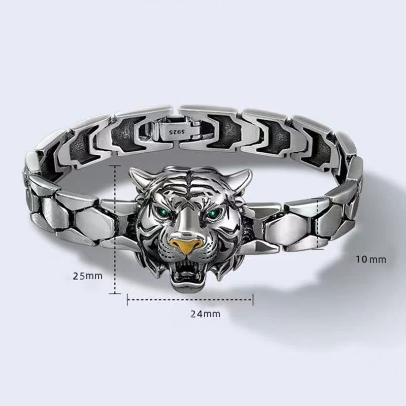 Pulsera curativa con diseño de cabeza de tigre y piedras de Buda