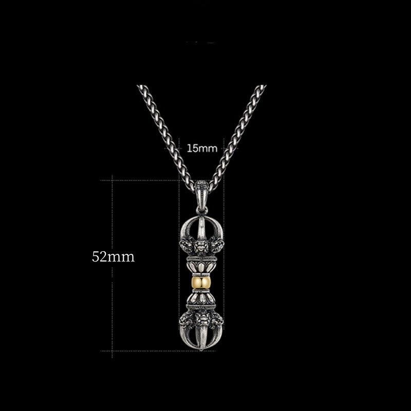 Collar con colgante de riqueza con diseño de Dorje Vajra tibetano y piedras de Buda