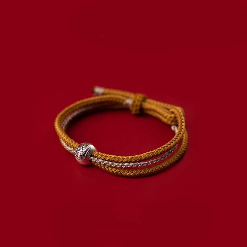 Pulsera de cuerda con piedras de Buda en plata de ley 925, con la diosa de la riqueza y la suerte del zakiram tibetano.