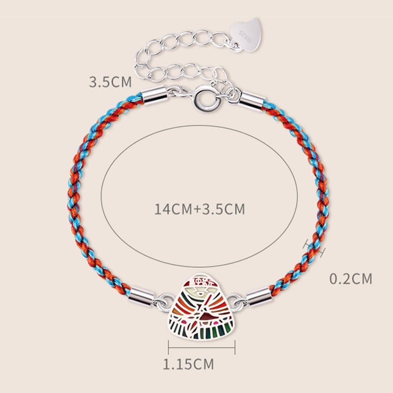 Buddha Stones 925 Sterling Silber Zongzi Muster Glück Mehrfarbig Handgefertigtes Armband