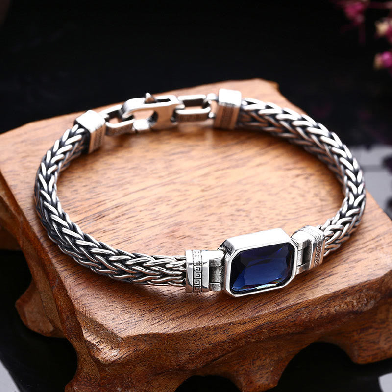 Pulsera con hebilla de riqueza curativa con diseño trenzado de quilla de dragón acrílico azul retro de Buda