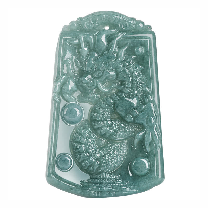 Collar con colgante de jade con piedras de Buda, año del dragón, zodiaco chino, dragón que viaja por el mundo.