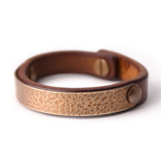 Pulsera de la riqueza con piedras de Buda, hecha a mano, de cuero, cobre y latón.