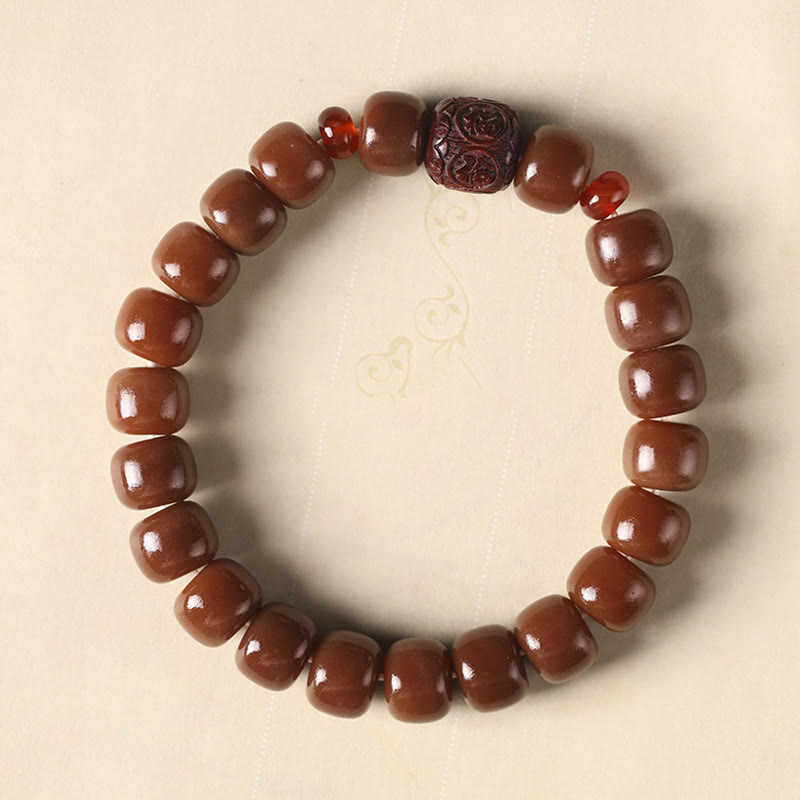 Pulsera de la paz con cuentas de Buda, semillas de Bodhi, nube auspiciosa y carácter Fu