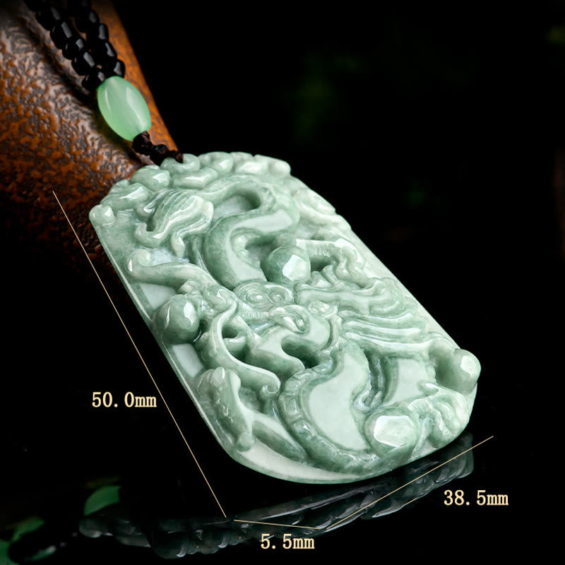 Collar con colgante de cadena de cuentas de jade con protección del dragón del zodiaco chino del año del dragón con piedras de Buda