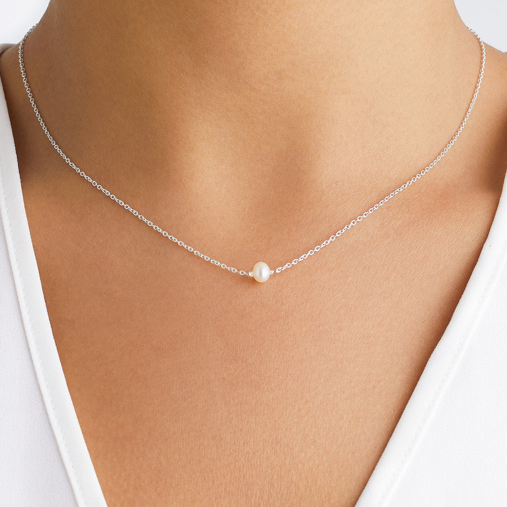 Silver Single Pearl Choker and Bracelet Gift Set