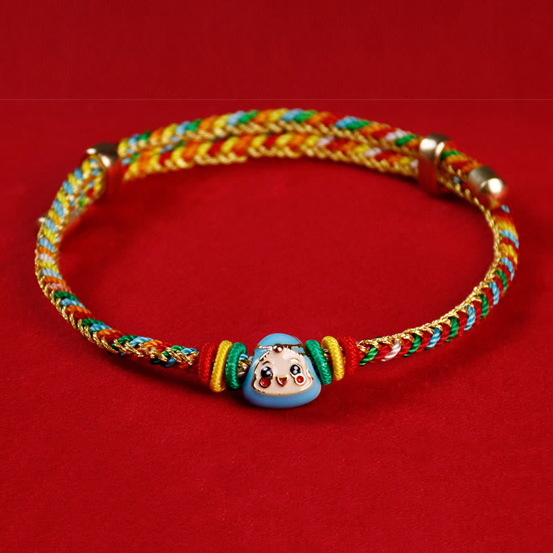Buddha-Steine, buntes Seil, Zongzi-Muster, Fu-Charakter, Glück, handgefertigtes Armband