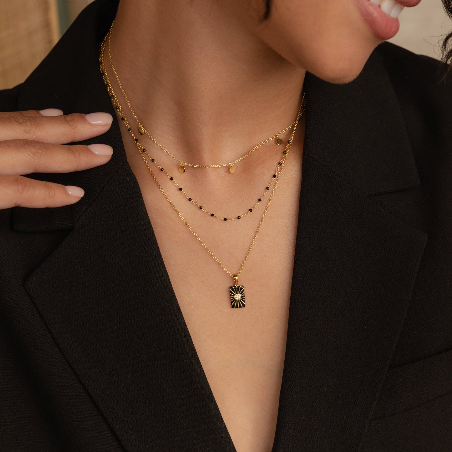 Onyx-Halsketten-Set