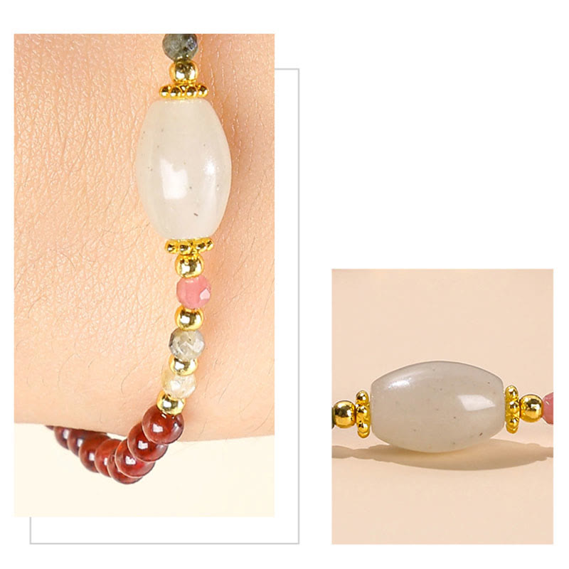 Buddha Stones Granat Jade Turmalin Perlen Passion Armband