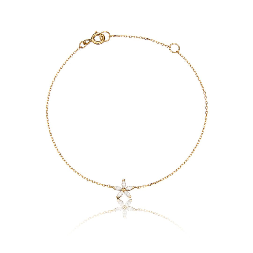 Goldfarbenes Blumenarmband im Diamant-Stil