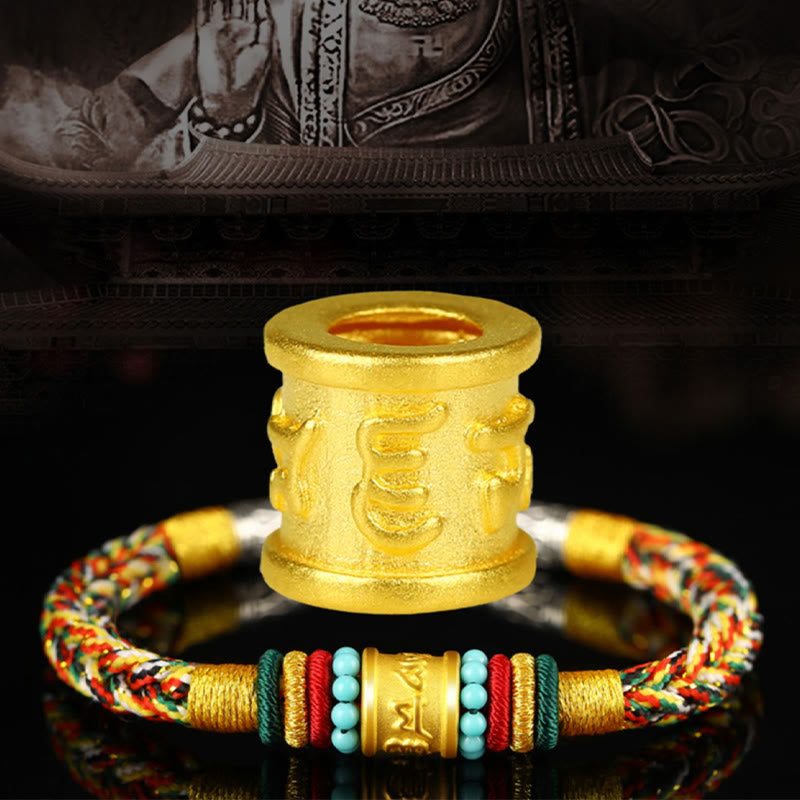 Pulsera de la suerte hecha a mano con ocho hilos y nudo de la paz Om Mani Padme Hum de oro 999 del Tíbet con piedras de Buda
