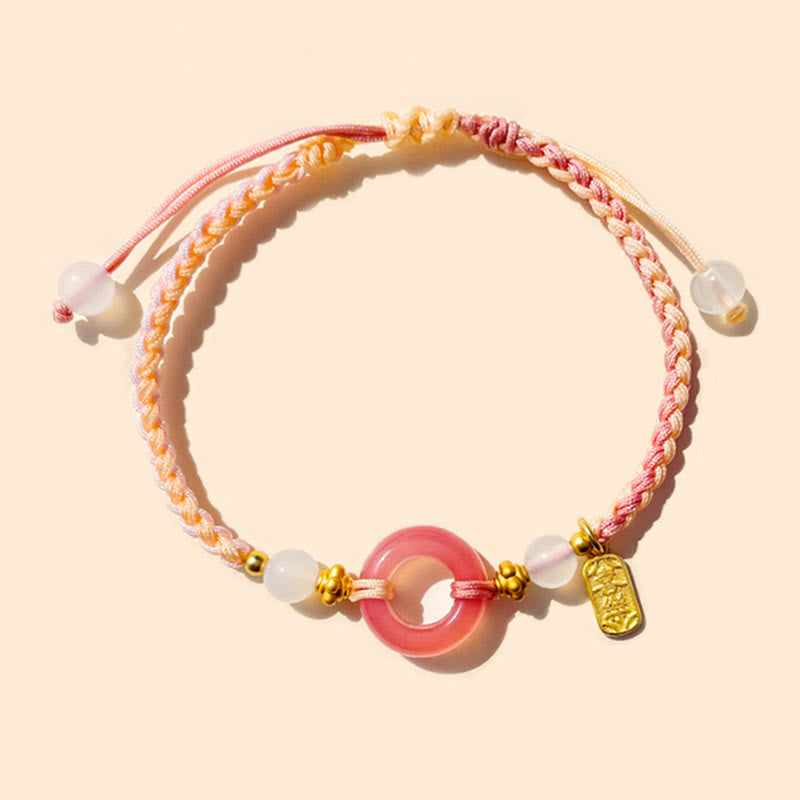 Pulsera trenzada hecha a mano con hebilla de ágata de paz y alegría de Buda